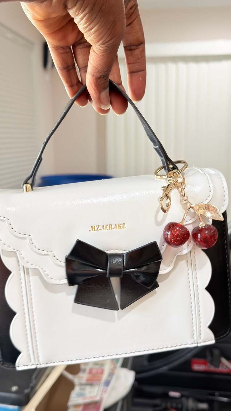 MZACRAKE Lolita-Style Bowknot Decor Satchel with Cherry Charm - Picture 3 of 5